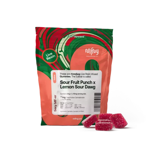 MFNY Sour Fruit Punch x Lemon Sour Dawg Live Resin Gummies, 100MG (10-Pack) - 100MG