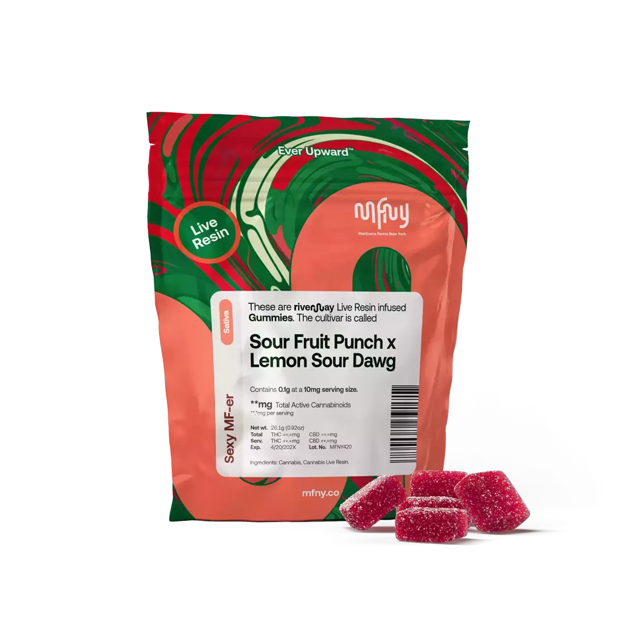 MFNY Sour Fruit Punch x Lemon Sour Dawg Live Resin Gummies, 100MG (10-Pack) - 100MG