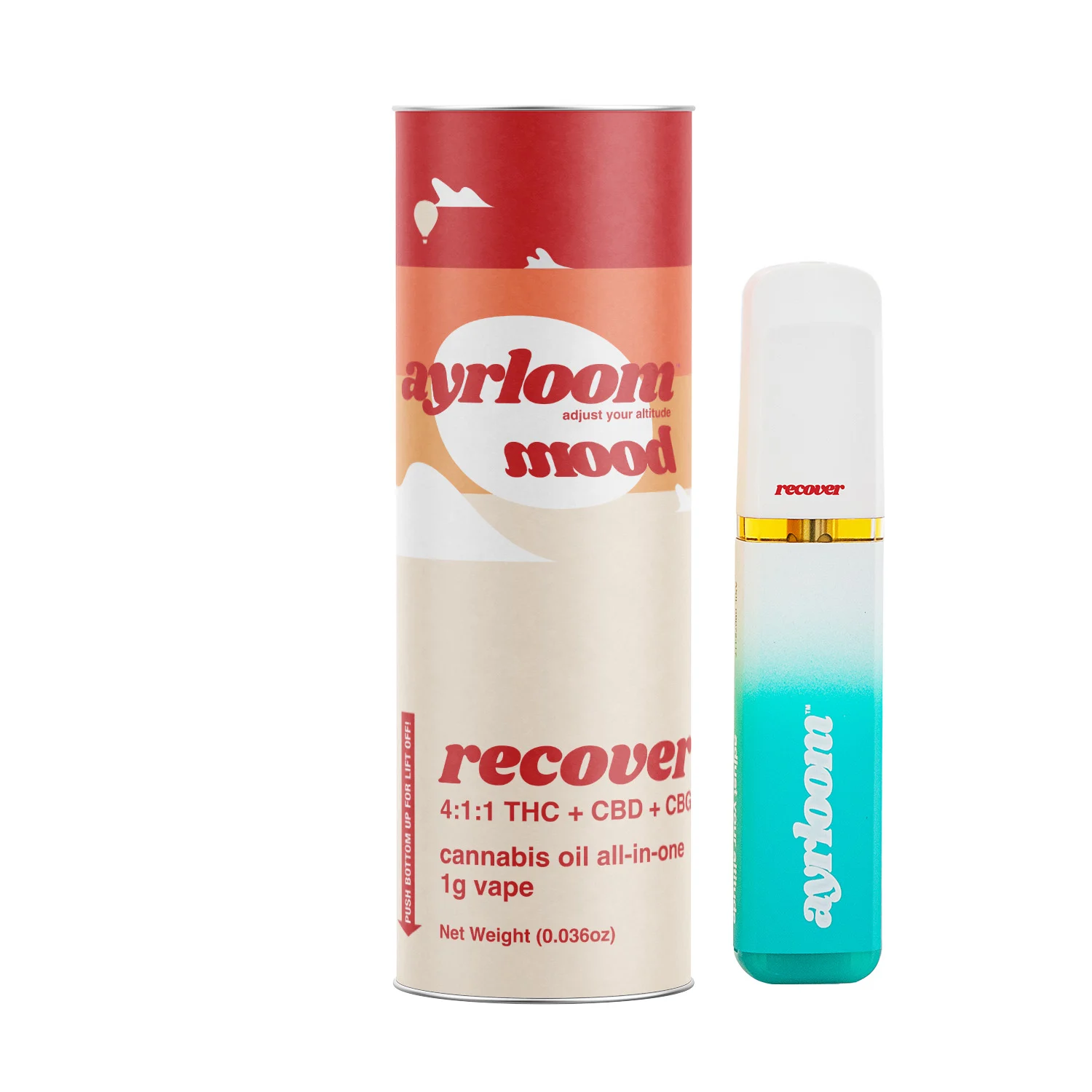 ayrloom Recover 4:1:1 THC:CBD:CBG All-In-One Vape, 1G - 1G