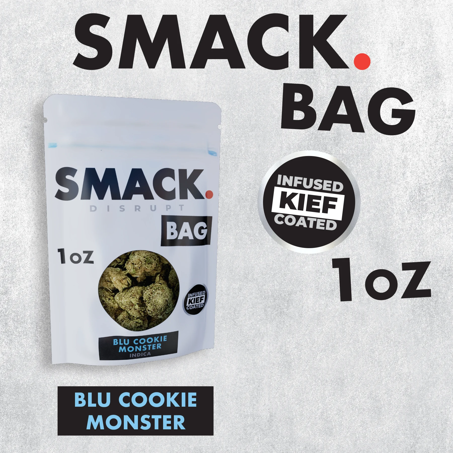 PICC Blu Cookie Monster Smack Bag Kief Infused Flower, 28G