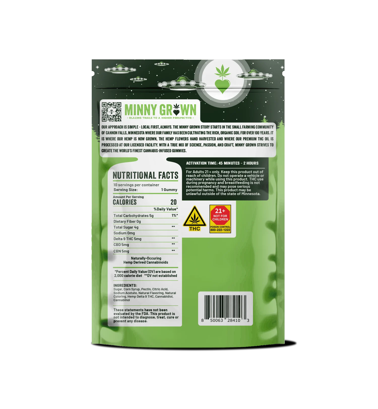 Minny Grown Big Caramel Apple Alien Abduction 2:1:1 Gummies, 100MG (10-Pack) - 100MG