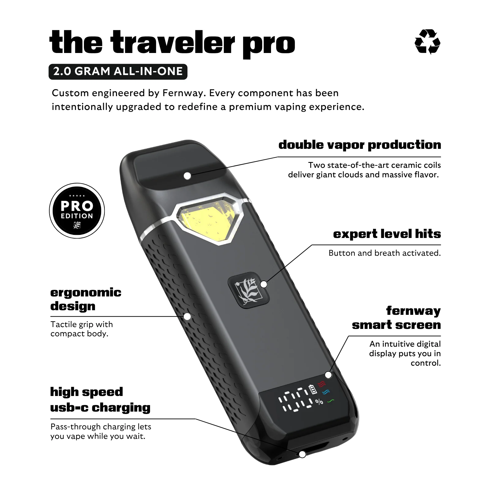 Fernway Honeycrisp Traveler Pro All-In-One Vape, 2G - 2G