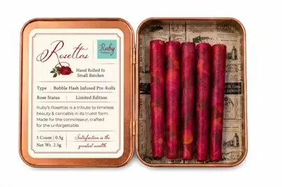 Ruby Farms Blueberry DJ Cut Rosettas Hash Infused Pre-Rolls, 2.5G (5-Pack) - 2.5G