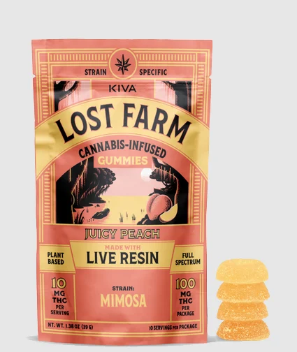 Lost Farm Juicy Peach x Mimosa Live Resin Gummies, 100MG (10-Pack) - 100MG