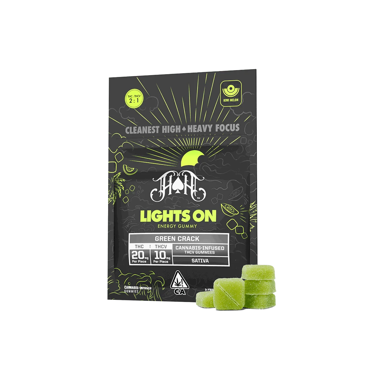 Heavy Hitters Green Crack 2:1 THC:THCV Gummies, 100MG (5-Pack) - 100MG