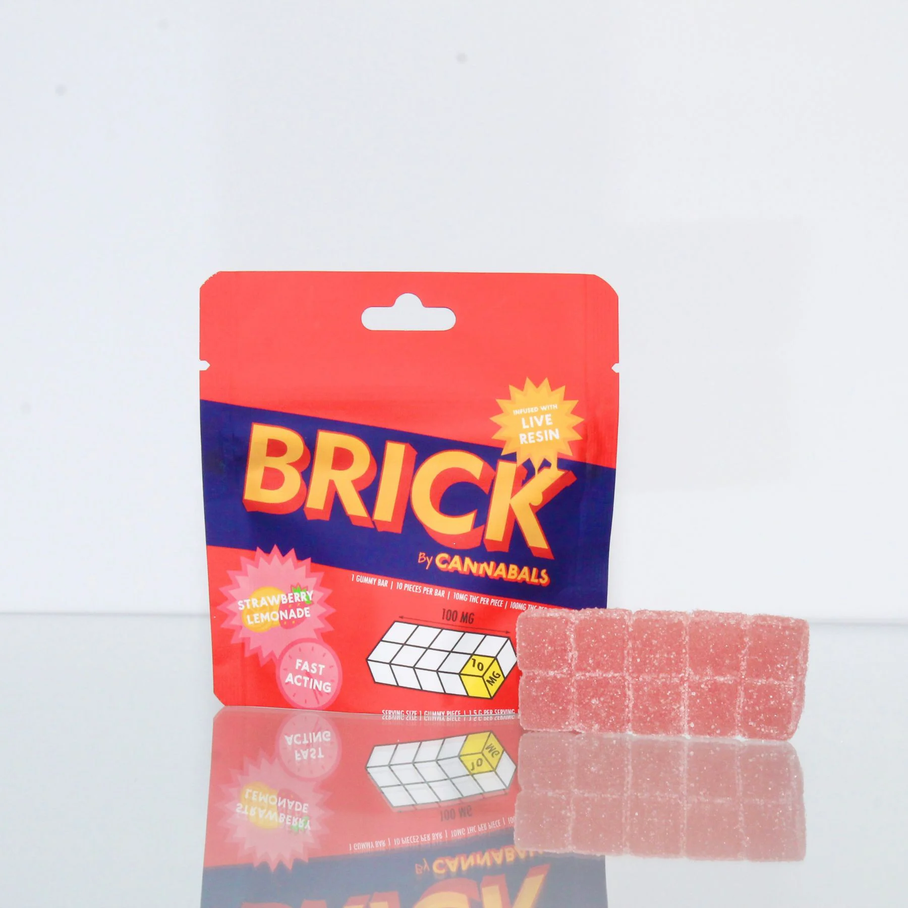 Cannabals Strawberry Lemonade Live Resin Brick Gummies, 100MG - 100MG