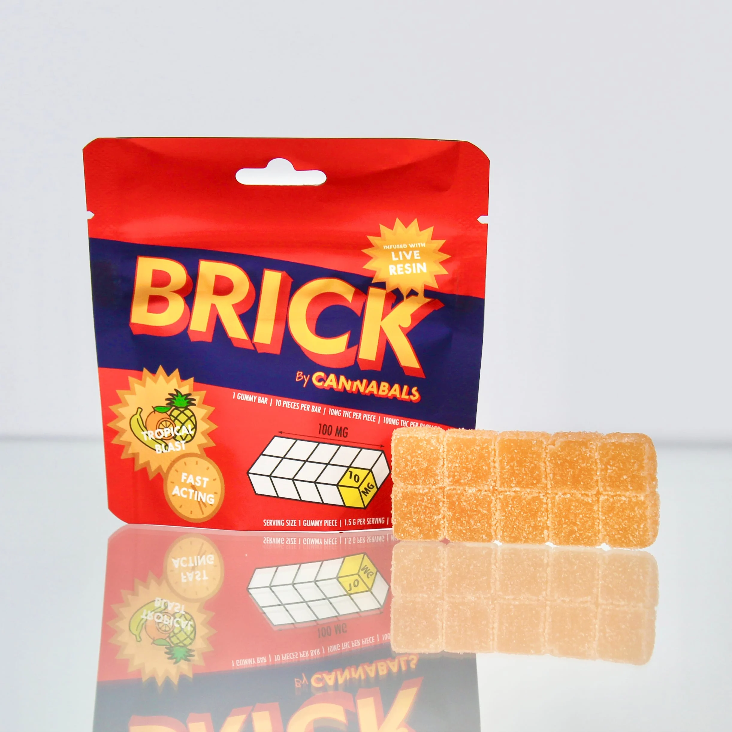 Cannabals Tropical Blast Live Resin Brick Gummies, 100MG - 100MG