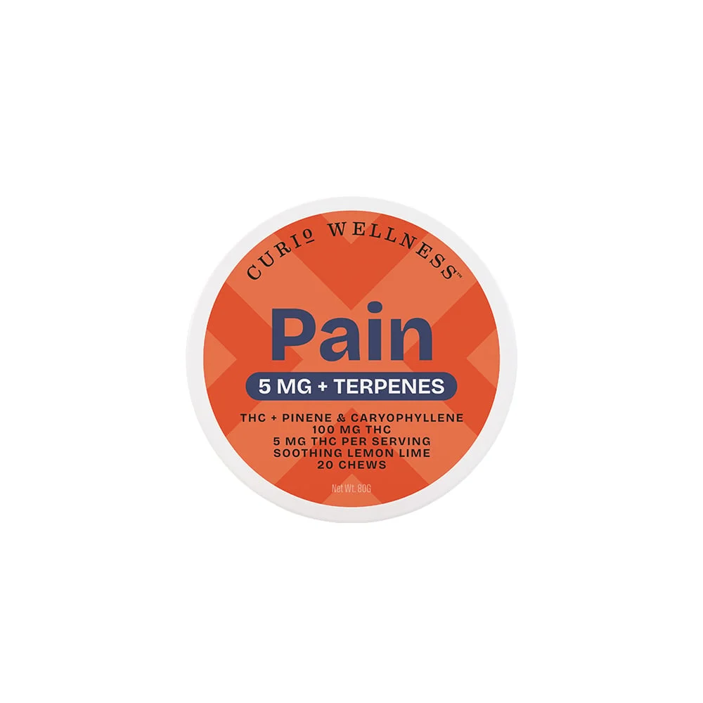 Curio Pain Soothing Lemon Lime Chews, 100MG (20-Pack) - 100MG