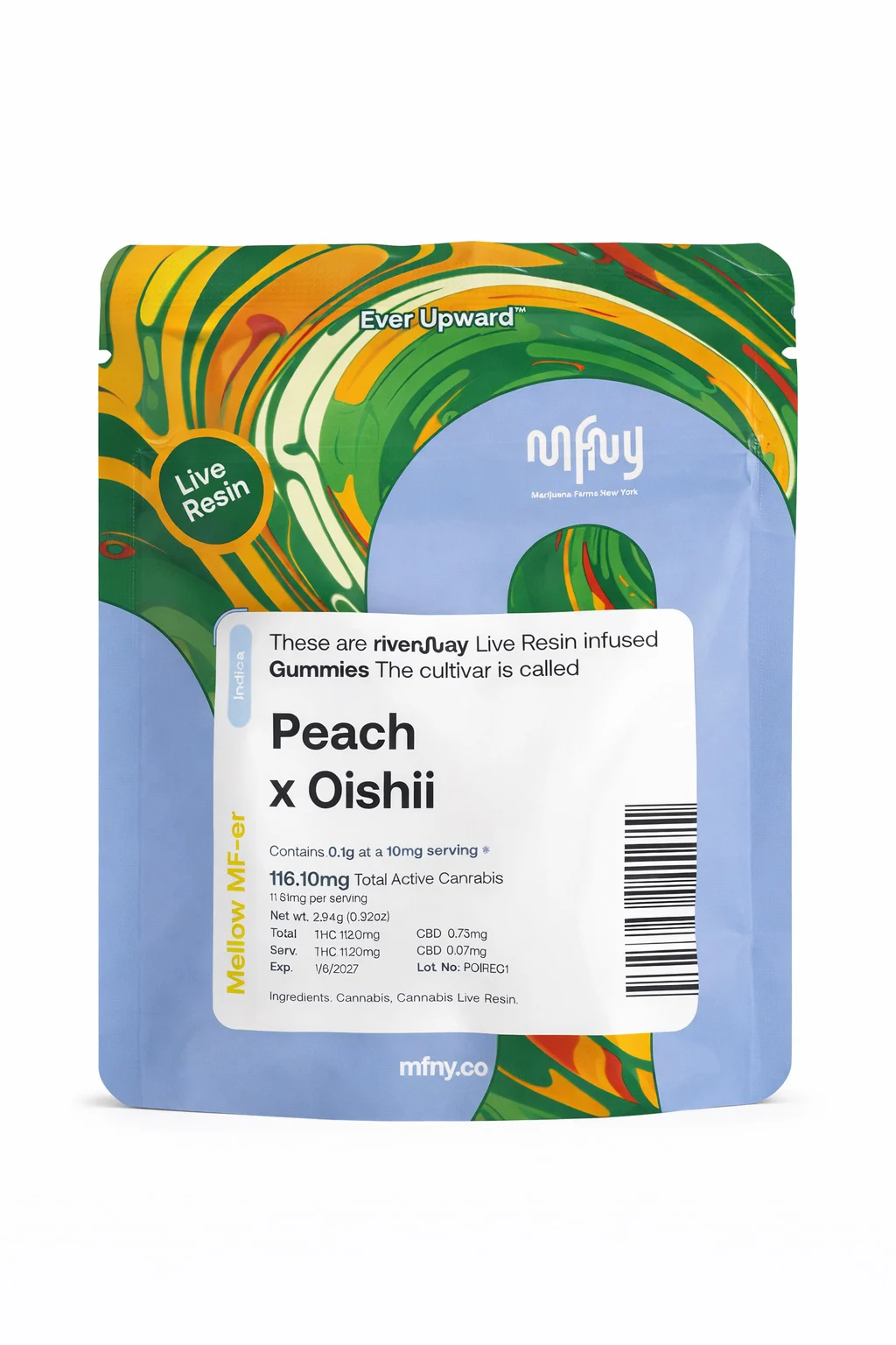 MFNY Peach x Oishii Live Resin Gummies, 100MG (10-Pack) - 100MG
