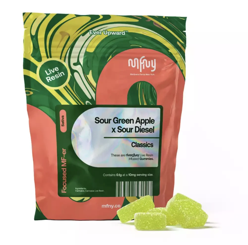MFNY Sour Green Apple x Sour Diesel Live Resin Gummies, 100MG (10-Pack) - 100MG