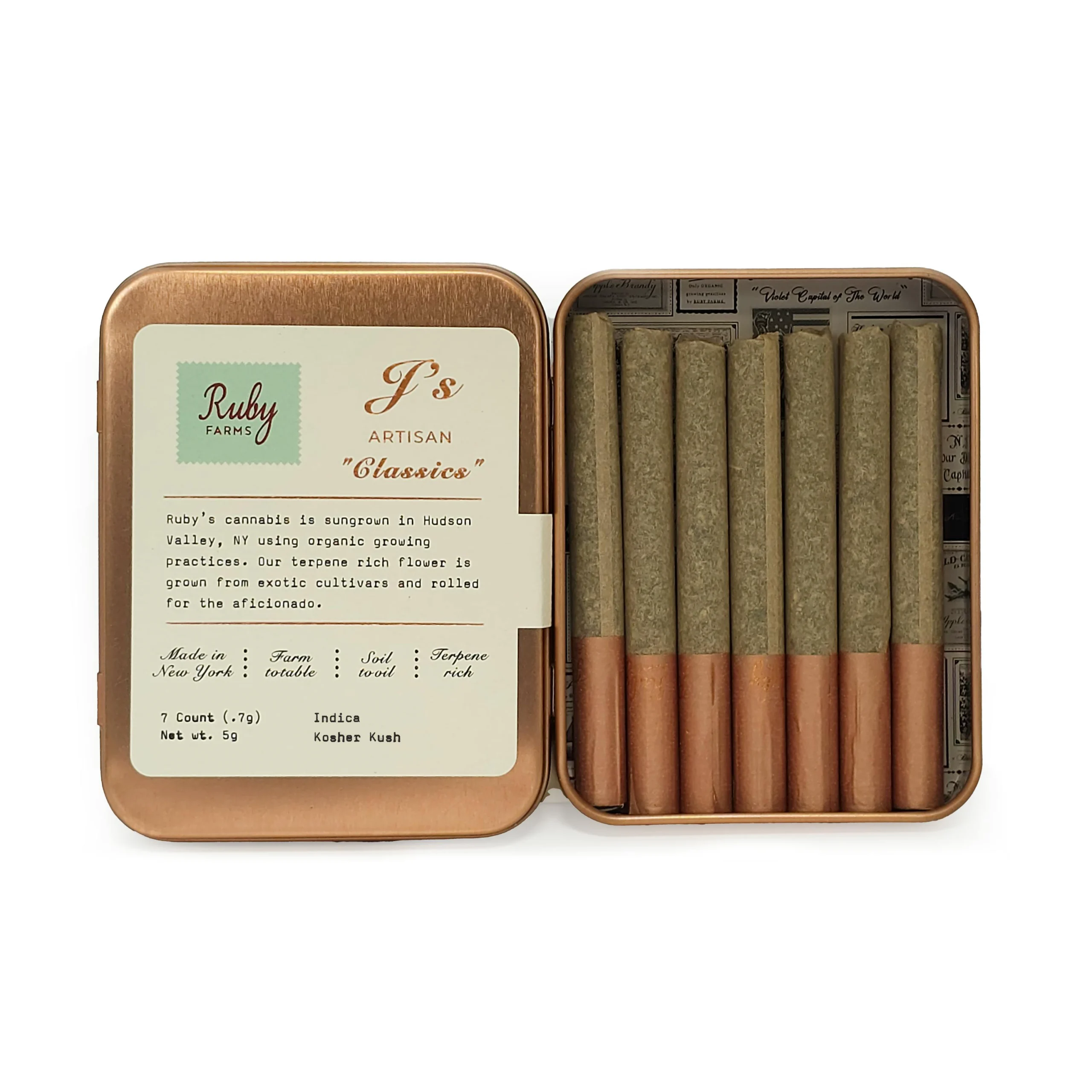Ruby Farms Kosher Kush Classics Pre-Rolls, 5G (7-Pack) - 5G