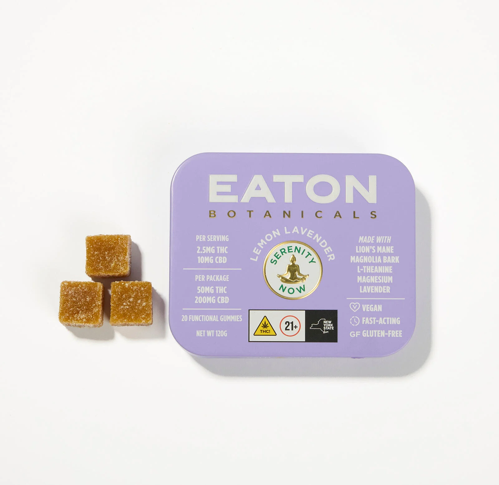 Eaton Botanicals Serenity Now Lemon Lavender Gummies, 50MG (20-Pack)