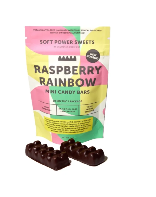 Soft Power Sweets Raspberry Rainbow Chocolate Bar, 100MG (2-Pack) - 100MG