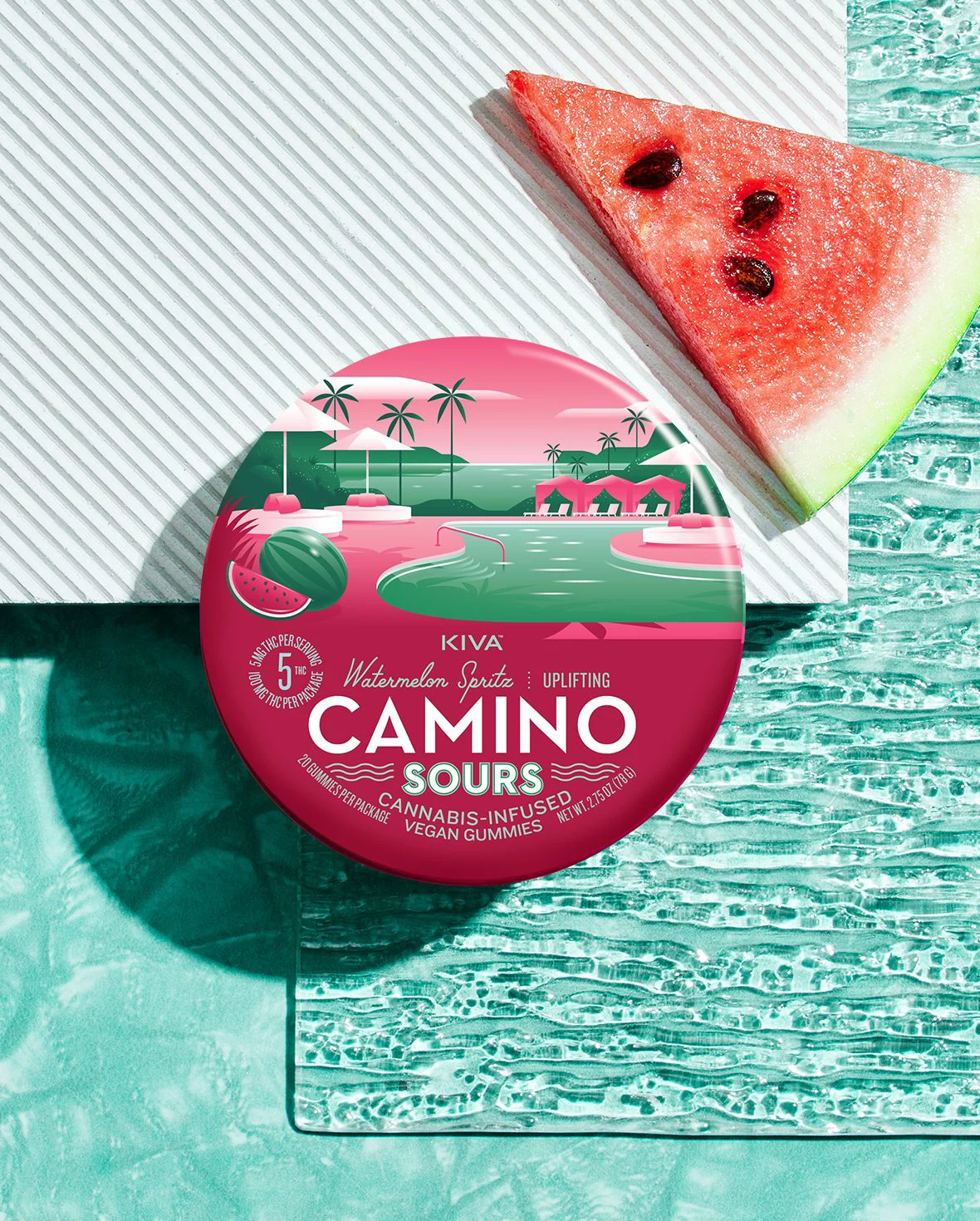 Camino Watermelon Spritz Sour Gummies, 100MG (10-Pack)