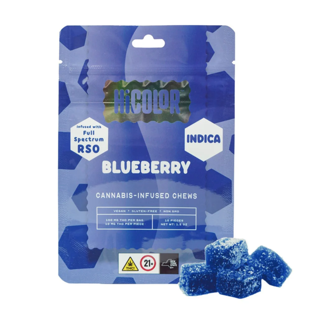 HiColor Blueberry RSO Gummies, 100MG (10-Pack) - 100MG