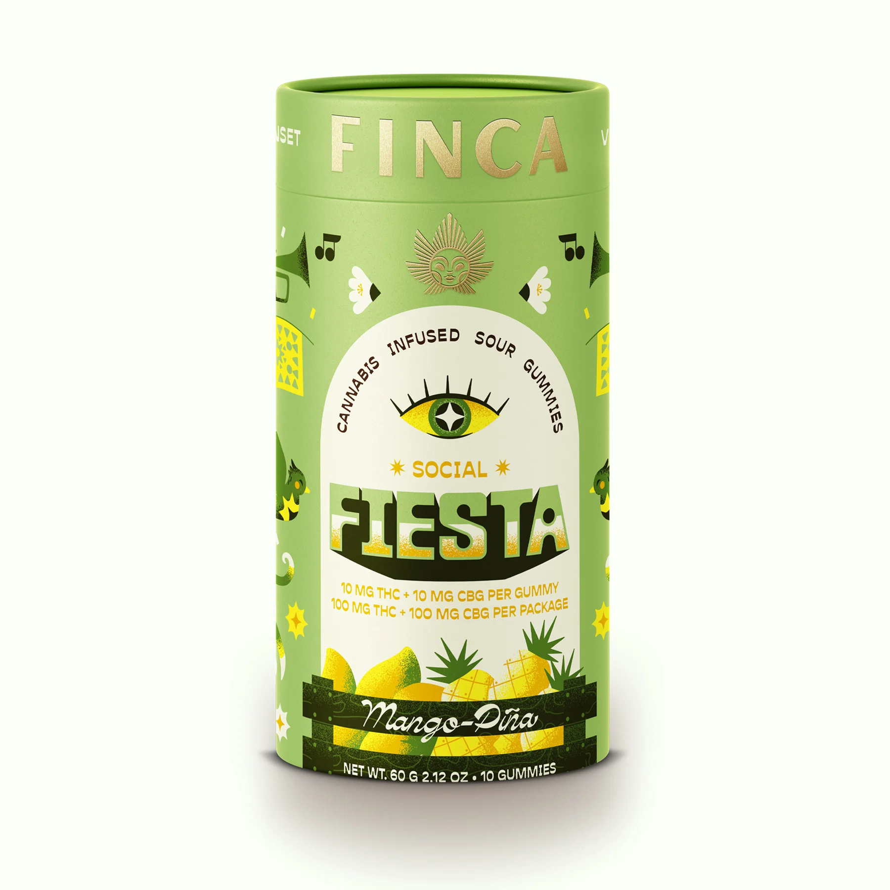 Finca Fiesta Mango Pineapple Gummies, 100MG (10-Pack) - 100MG